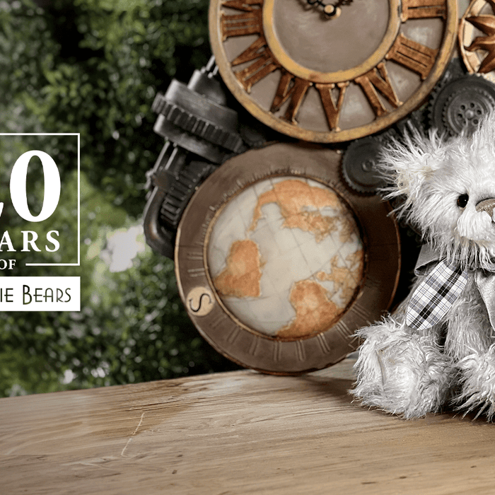Charlie Bears 2025 plush toys in a soft display setting with pastel and traditional bear styles