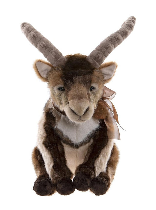 Charlie Bears – Ramble Pyrenean Ibex Plush Front View with Brown Bow