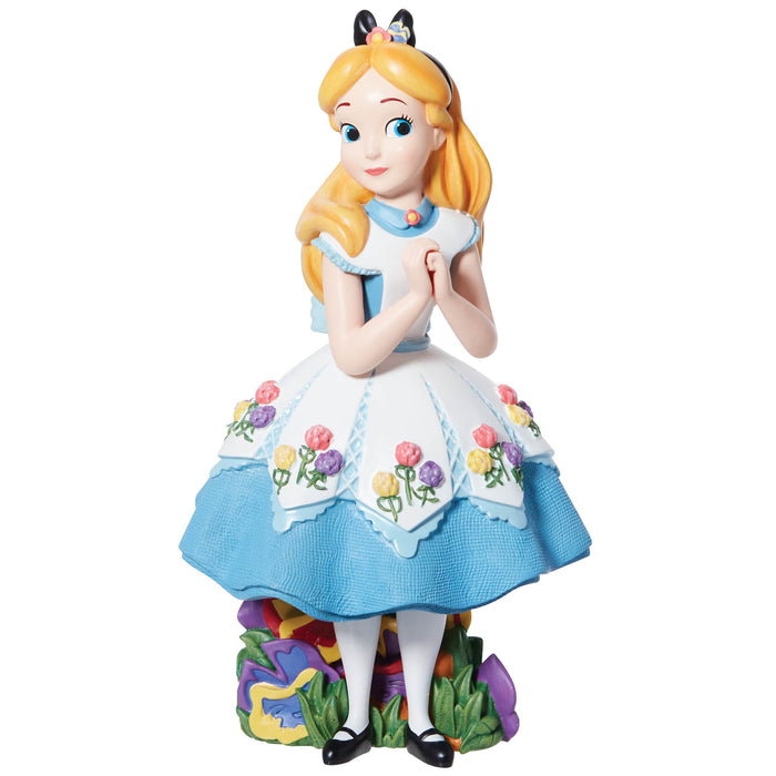 Botanical Alice Figurine – Disney Showcase by Enesco, hand-painted collectible featuring Alice in a floral Wonderland setting.