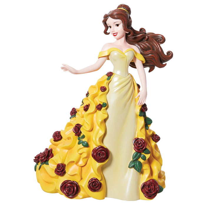 Botanical Belle Figurine – Disney Showcase by Enesco, hand-painted collectible featuring Belle in an elegant floral gown holding a rose.