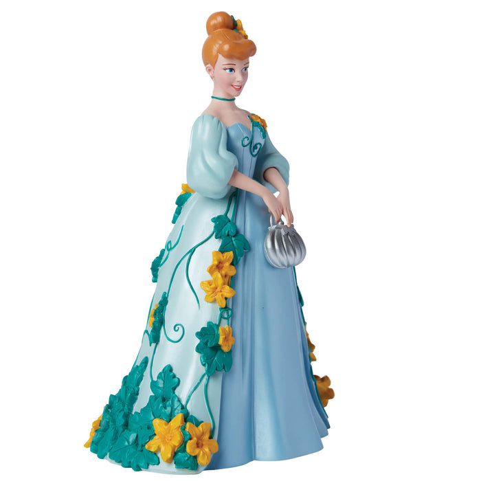 Side view of the Botanical Cinderella Figurine – Disney Showcase by Enesco, showcasing intricate floral details and soft color tones.