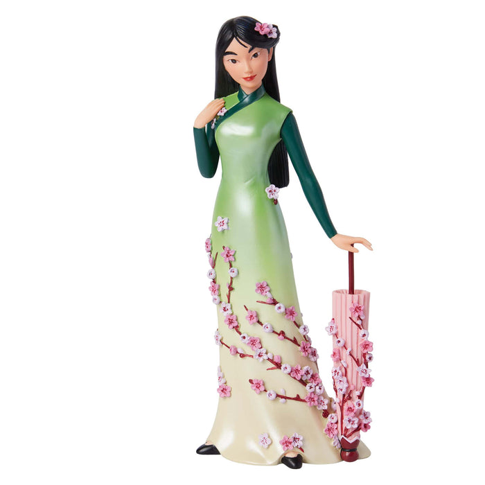 Botanical Mulan Figurine – Disney Showcase by Enesco, hand-painted collectible featuring Mulan surrounded by cherry blossom floral details.