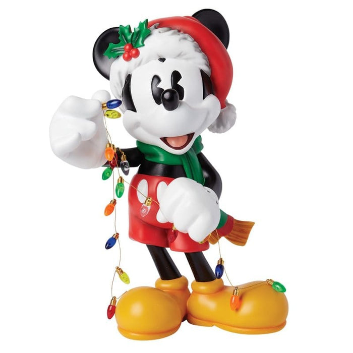 Christmas Mickey Mouse Big Figurine – Disney Showcase by Enesco, hand-painted collectible featuring Mickey Mouse in a festive Santa outfit.