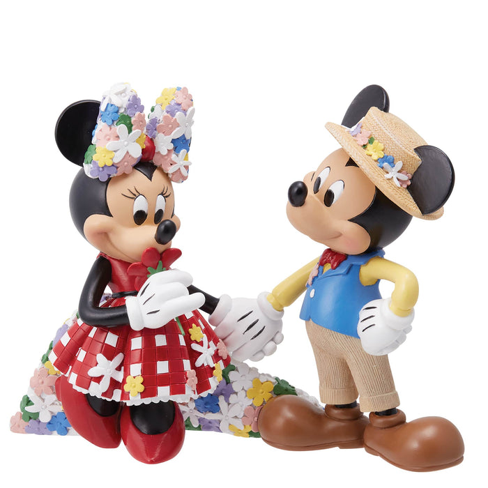 Mickey & Minnie Botanical Figurine – Disney Showcase by Enesco, hand-painted collectible featuring Mickey and Minnie in a floral garden setting.