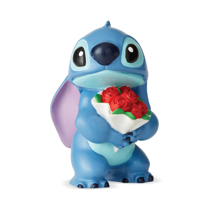 Stitch Flowers Figurine – Disney Showcase by Enesco, hand-painted collectible featuring Stitch surrounded by tropical flowers.