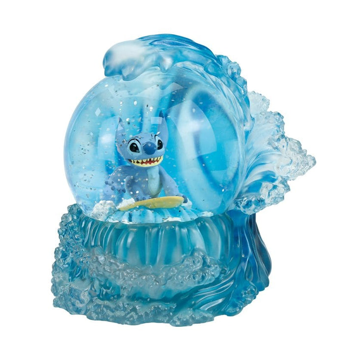 Stitch Surfing Waterball – Disney Showcase by Enesco, hand-painted collectible featuring Stitch surfing inside a beautiful water globe.