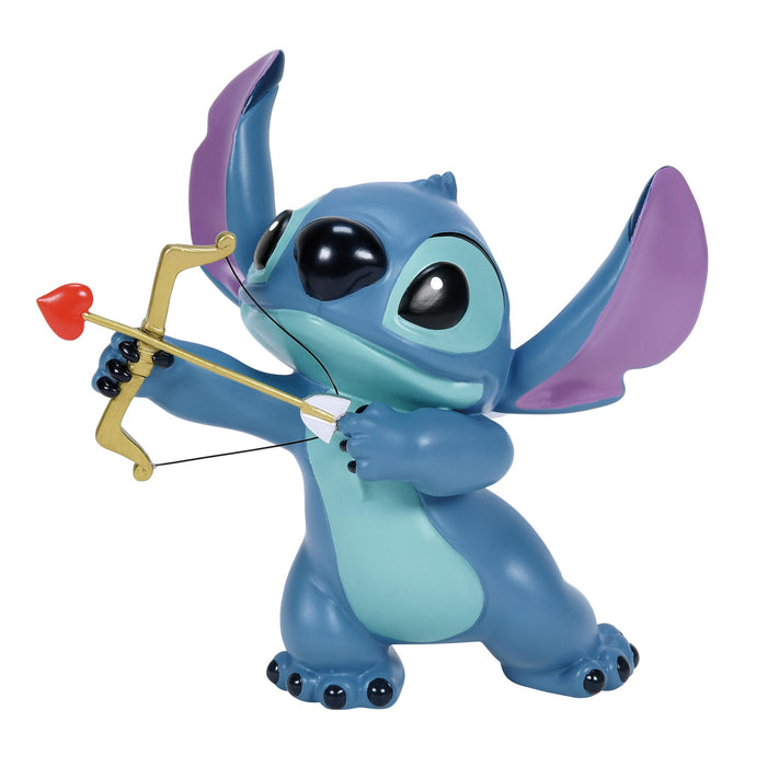 Stitch Valentine’s Moment Figurine – Disney Showcase by Enesco, hand-painted collectible featuring Stitch holding a heart with love.