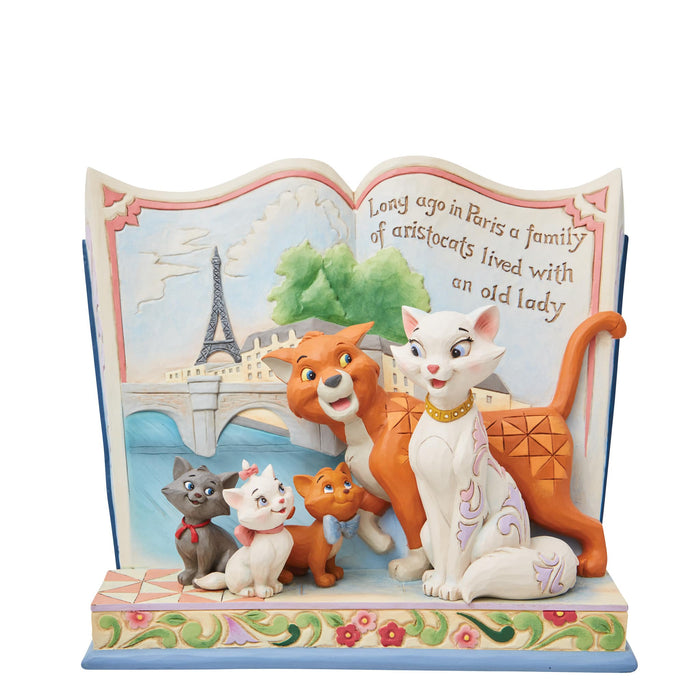 Aristocats Storybook Figurine – Enesco Disney Traditions by Jim Shore, hand-painted collectible featuring Duchess, Thomas O’Malley, and kittens.