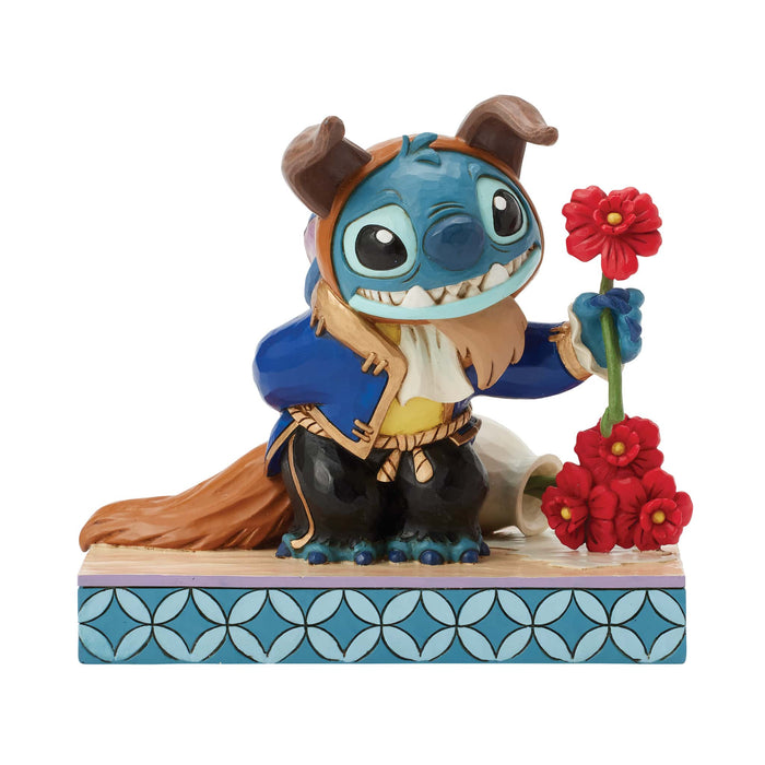 Beauty and the Stitch (Stitch as Beast Figurine) – Enesco Disney Traditions by Jim Shore, hand-painted collectible featuring Stitch dressed as the Beast in royal attire.