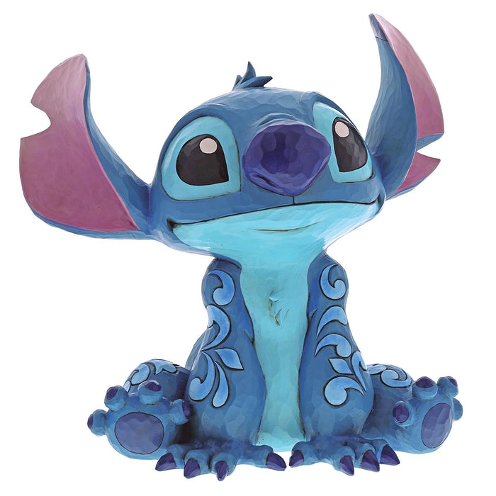 Big Trouble (Stitch Statement Figurine) – Enesco Disney Traditions by Jim Shore, oversized collectible featuring Stitch in a mischievous pose.