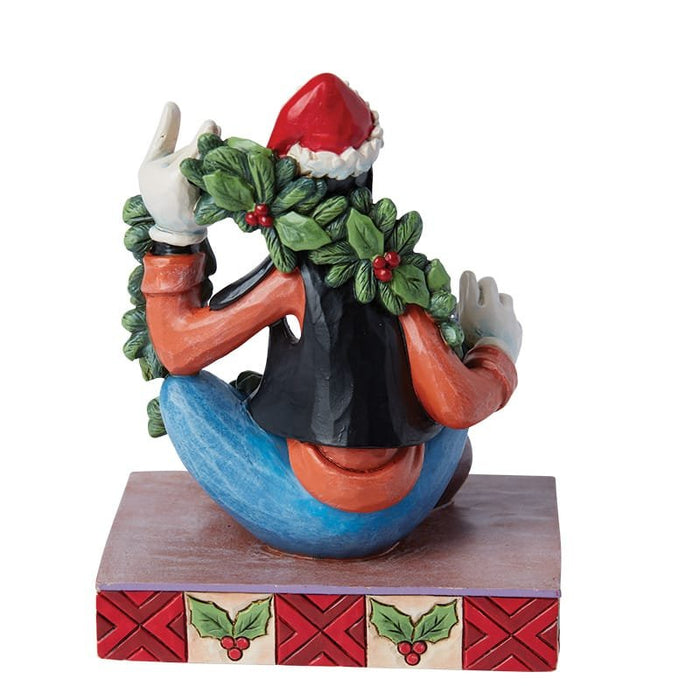 Back view of Goofy Christmas Figurine – Jim Shore hand-painted Disney collectible with a Christmas theme.