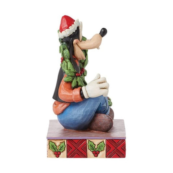 Back view of Goofy Christmas Figurine – Jim Shore hand-painted Disney collectible with a Christmas theme.