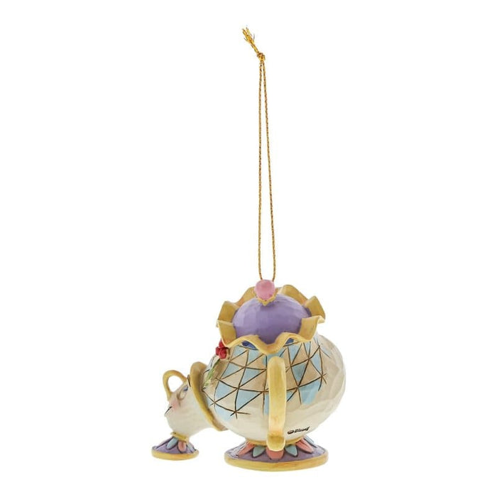 Back view of Mrs. Potts & Chip Hanging Ornament – Jim Shore hand-painted Disney collectible with beautifully sculpted craftsmanship.