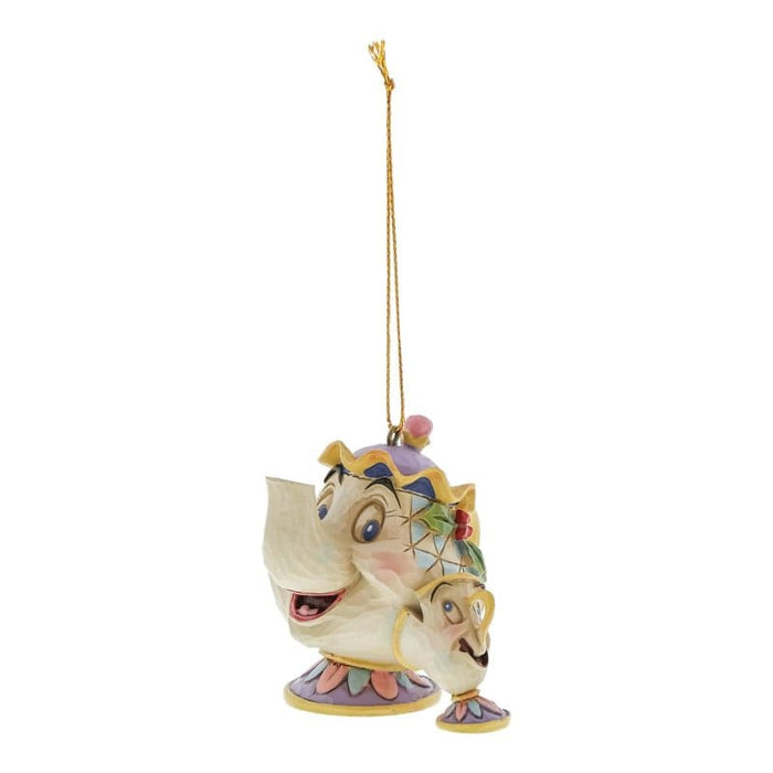 Mrs. Potts & Chip Hanging Ornament – Enesco Disney Traditions by Jim Shore, hand-painted collectible featuring Mrs. Potts and Chip from Beauty and the Beast.