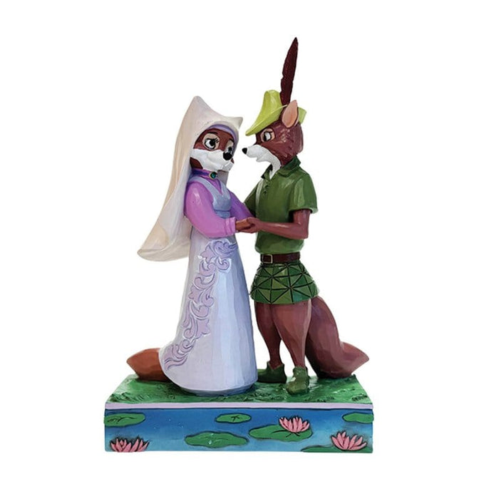 Sherwood's Sweethearts (Robin Hood & Maid Marian Figurine) – Enesco Disney Traditions by Jim Shore, hand-painted collectible featuring Robin Hood and Maid Marian in a romantic embrace.