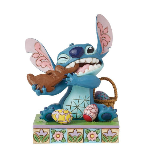 Sugar Rush (Stitch Easter Figurine) – Enesco Disney Traditions by Jim Shore, hand-painted collectible featuring Stitch in bunny ears with Easter treats.
