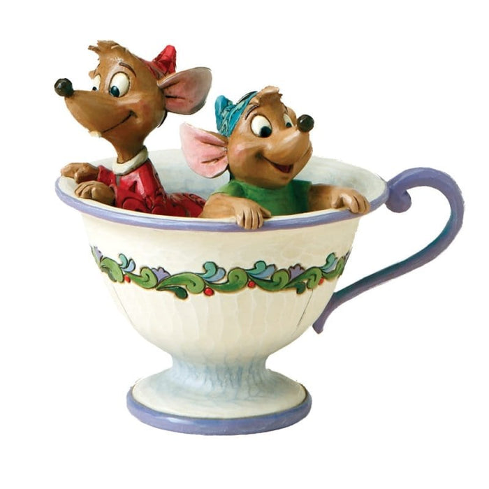 Tea For Two - Jaq & Gus Figurine – Enesco Disney Traditions by Jim Shore, hand-painted collectible featuring Jaq serving tea to Gus from Cinderella.