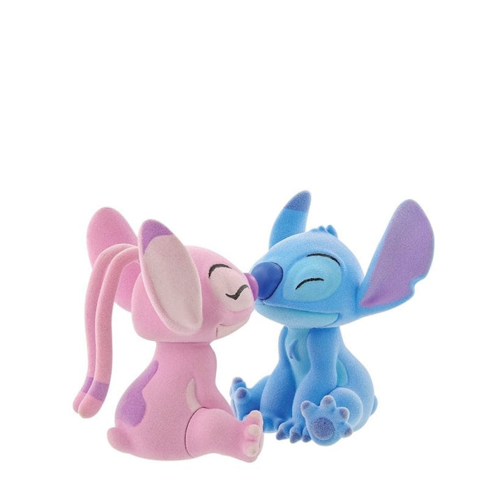 Grand Jester Studios Flocked Kissing Stitch and Angel Figurines – Disney collectible with velvet finish.
