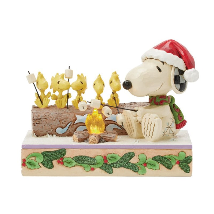 Campfire Companions (Snoopy & Woodstock LED Roasting Marshmallows) – Peanuts by Jim Shore, hand-painted collectible with glowing LED campfire.