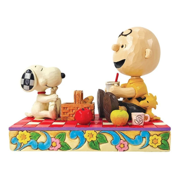 Snoopy, Woodstock and Charlie Brown Picnic Figurine – Peanuts by Jim Shore, hand-painted collectible picnic scene in folk art style.