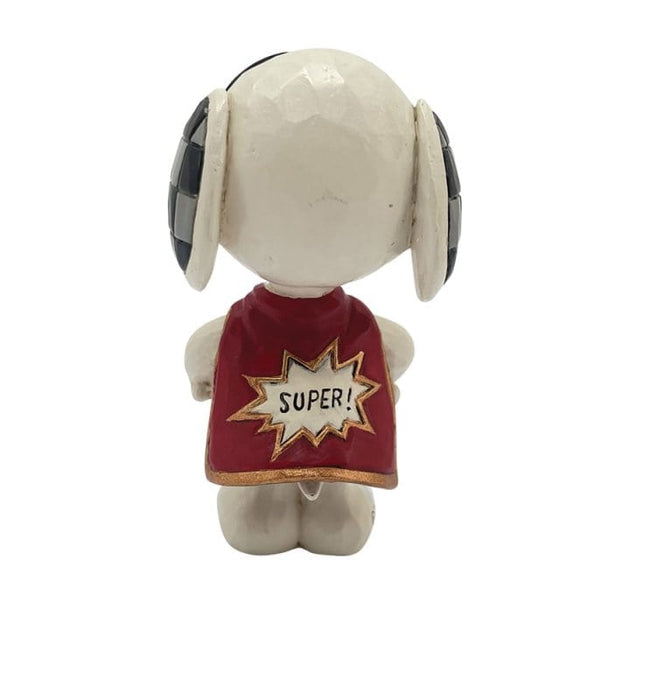 Back view of Superhero Snoopy Mini Figurine – Enesco Peanuts collectible with cape and detailed sculpting.