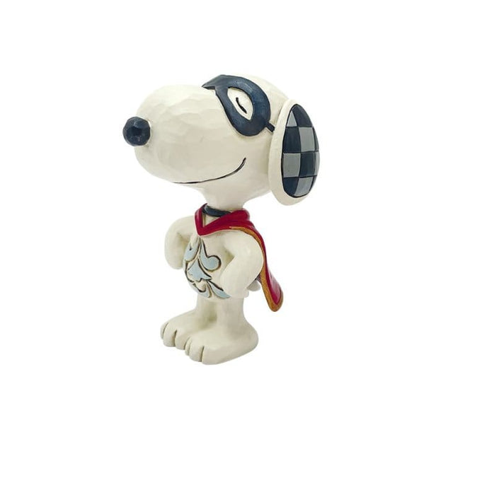 Superhero Snoopy Mini Figurine – Peanuts by Jim Shore, hand-painted collectible featuring Snoopy in a red superhero cape.