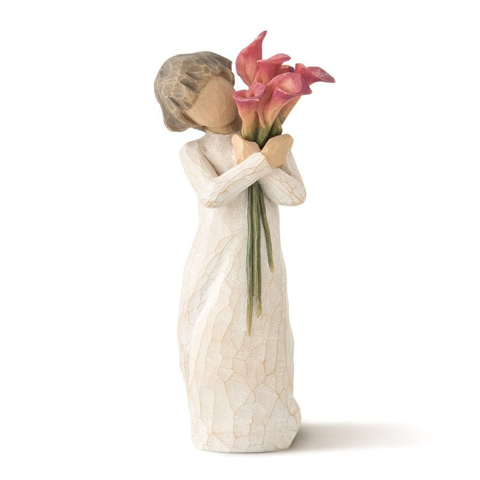 Willow Tree Bloom Figurine by Susan Lordi – hand-painted sculpture of two women sharing a bouquet of pink roses