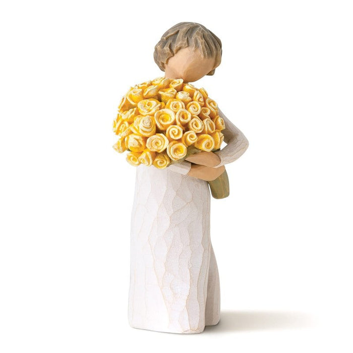 Willow Tree Good Cheer Figurine by Susan Lordi – hand-painted woman holding bouquet of pink roses