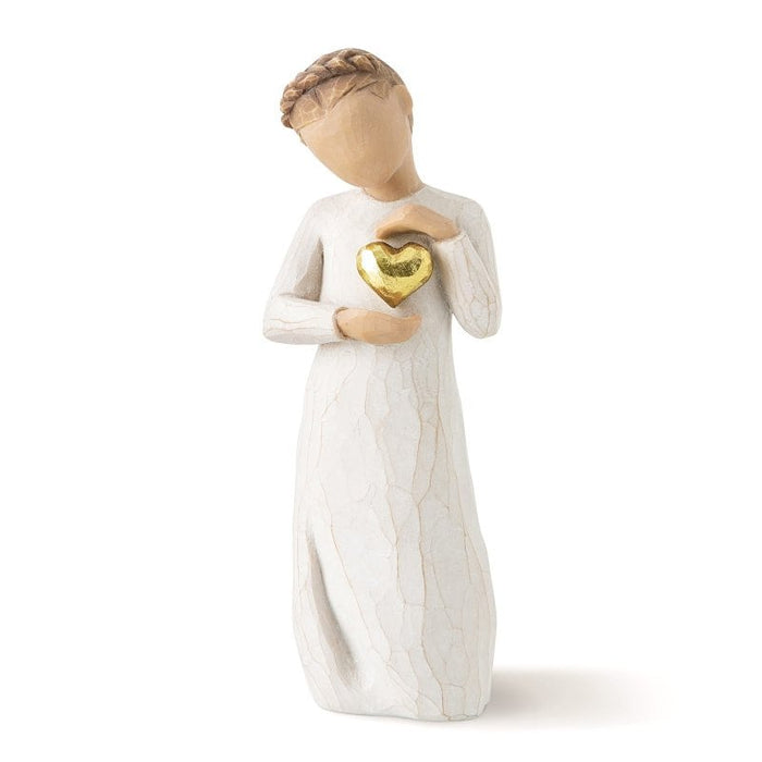 Willow Tree Keepsake Figurine by Susan Lordi – woman holding gold box symbolizing gratitude and appreciation
