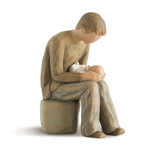 Willow Tree New Dad Figurine by Susan Lordi – hand-painted resin sculpture of father holding newborn baby
