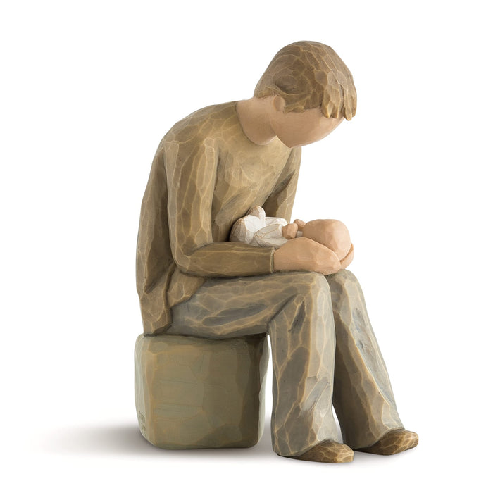 Willow Tree New Dad Figurine by Susan Lordi – hand-painted resin sculpture of father holding newborn baby