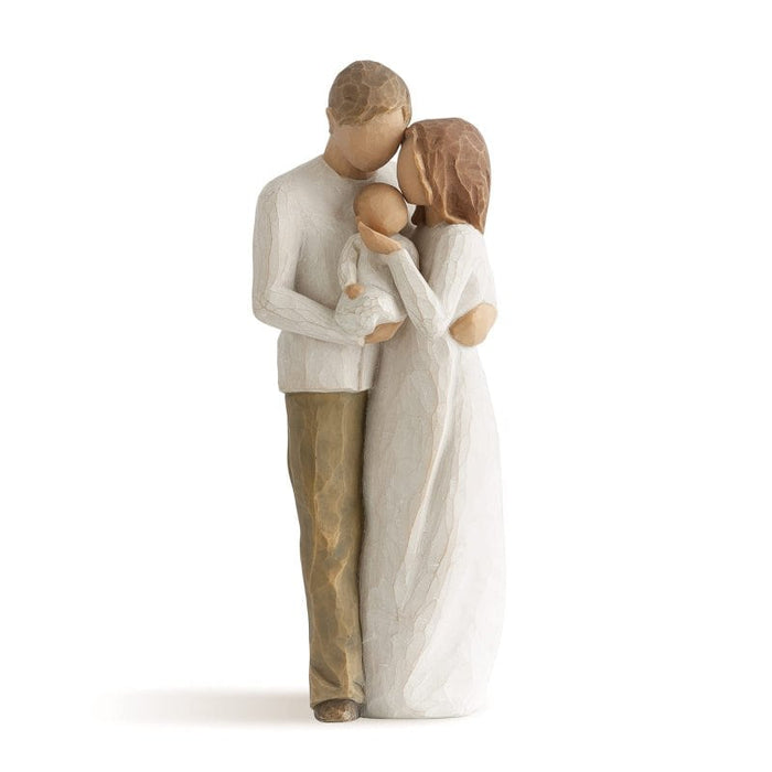 Willow Tree Our Gift Figurine by Susan Lordi – hand-painted sculpture of mother, father, and newborn baby
