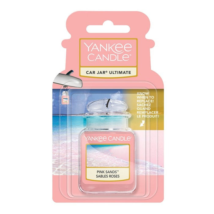 Yankee Candle – Pink Sands Ultimate Car Jar Air Freshener – tropical citrus and floral scent with fragrance gel