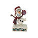 Olaf in Santa hat holding Christmas present – Festive Frost Disney Traditions figure by Jim Shore

