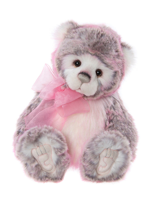 Charlie Bears – Amelie Plush Bear Front View with Pink Bow
