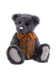 Charlie Bears Armstrong plush teddy bear with soft grey fur and orange bow.
