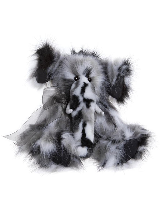 Charlie Bears – Everest Plush Elephant Front View with Tusks and Bow
