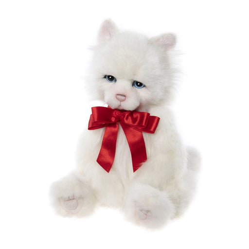 Charlie Bears – Potton Plush Cat Front View with Red Scarf

