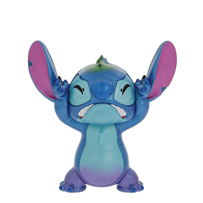Back view of Double Faced Stitch Figurine – detailed pearlescent and classic blue styling.
