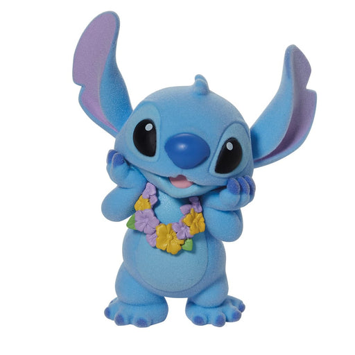 Grand Jester Studios Flocked Stitch Figurine – fuzzy Disney collectible with Hawaiian lei.
