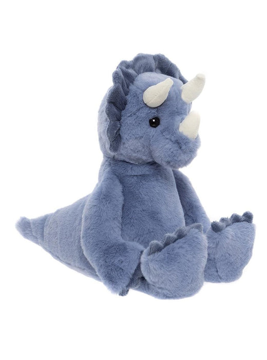 Troy Triceratops Side Profile – Soft Denim Blue Dinosaur Toy  
